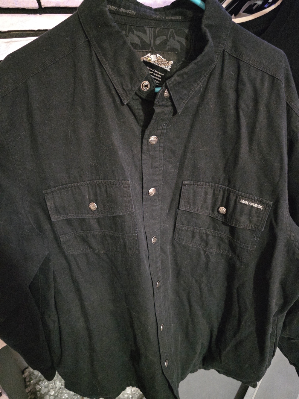 Harley Davidson Black Snap Front Shirt Men’s XL American Legend